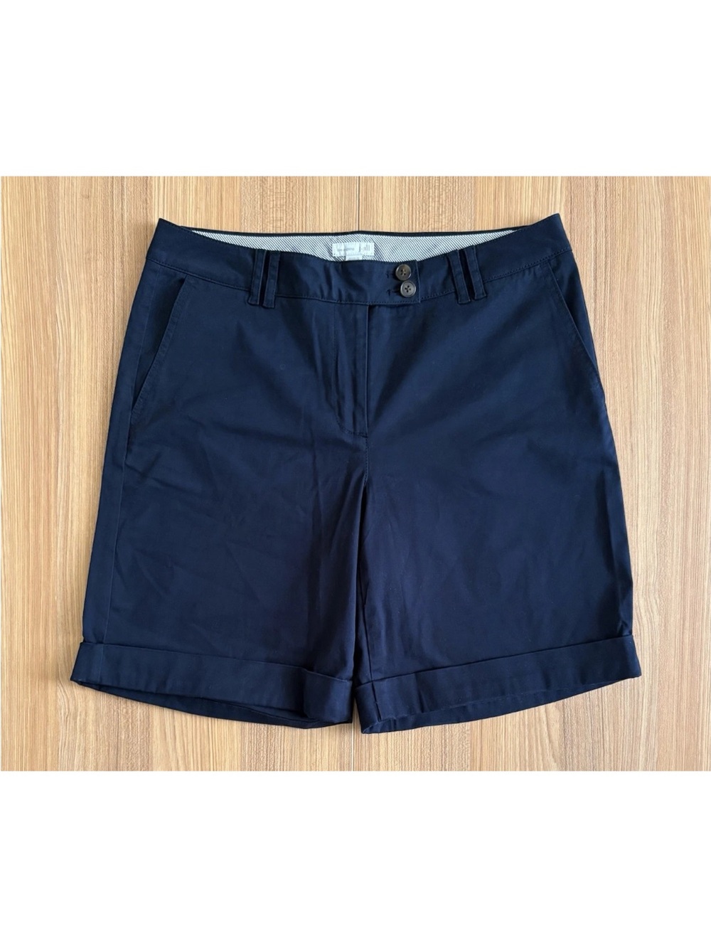 J Jill Live In Chino Bermuda Shorts Womens 6 Navy Comfort Preppy On Trend NWT